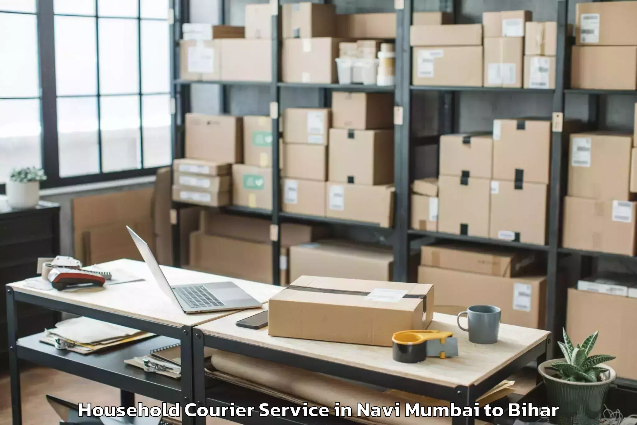 Reliable Navi Mumbai to Bairgania Household Courier